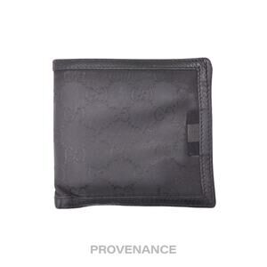 🔴 Gucci Web Bifold Wallet - GG Canvas Black Leather